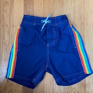 Boden kids rainbow swim trunks